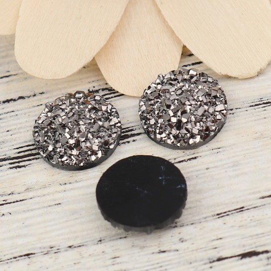 Immagine di Resina Druzy/ Drusy Dome Seals Cabochon Tondo Argento 12mm Dia, 50 Pz