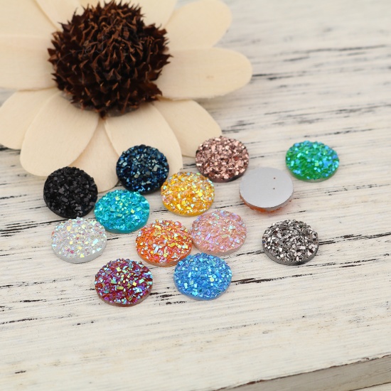 Immagine di Resina Druzy/ Drusy Dome Seals Cabochon Tondo A Random 12mm Dia, 50 Pz