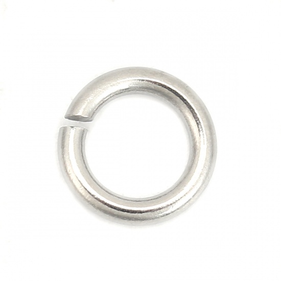 Picture of 1.4mm 304 Stainless Steel Opened Jump Rings Findings Silver Tone 8mm( 3/8") Dia., 100 PCs