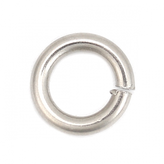 Picture of 1.5mm 304 Stainless Steel Opened Jump Rings Findings Silver Tone 8mm( 3/8") Dia., 100 PCs