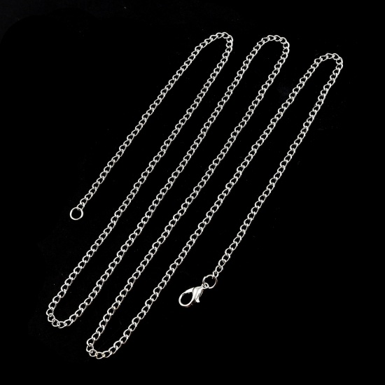 Picture of Iron Based Alloy Link Curb Chain Necklace Silver Plated 80cm(31 4/8") long, Chain Size: 4x3mm( 1/8" x 1/8"), 1 Packet ( 12 PCs/Packet)