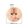 Immagine di Legno Bottone da Cucire Scrapbook Due Fori Tondo Naturale Bobina Disegno 15mm Dia, 100 Pz