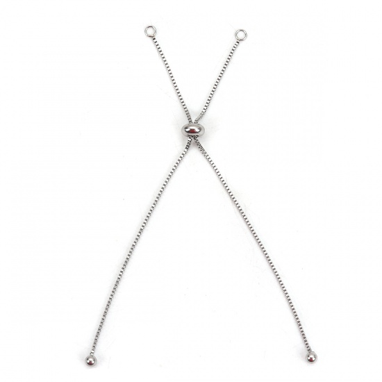 Imagen de 304 Acero Inoxidable Ajustable Slider/ Slide Pulsera Tono de Plata 12.6cm longitud, 1 Unidad