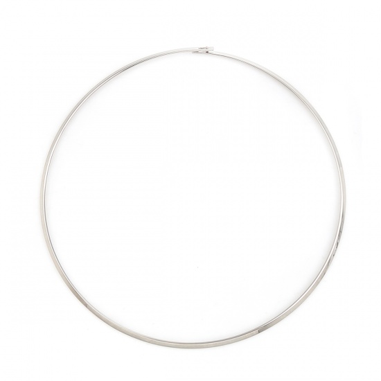Picture of 304 Stainless Steel Collar Neck Ring Necklace Silver Tone 44.8cm(17 5/8") long, 1 Piece