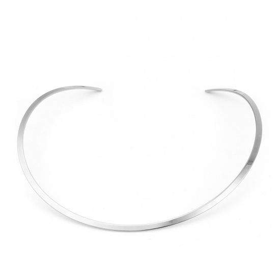 Picture of 304 Stainless Steel Collar Neck Ring Necklace Silver Tone 42.5cm(16 6/8") long, 1 Piece