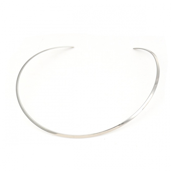 Picture of 304 Stainless Steel Collar Neck Ring Necklace Silver Tone 38cm(15") long, 1 Piece