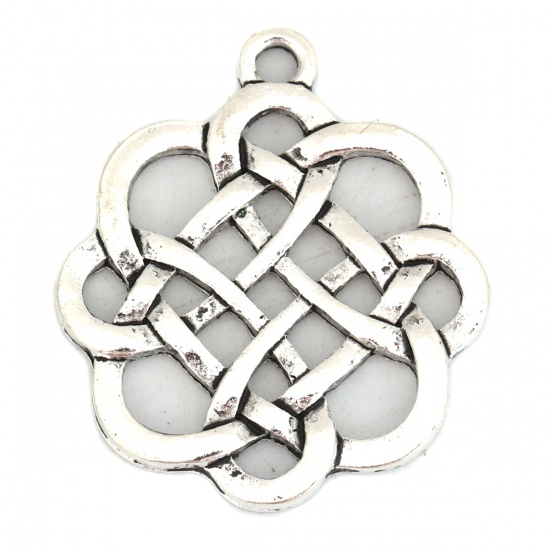 Picture of Zinc Based Alloy Celtic Knot Pendants Antique Silver 31mm(1 2/8") x 27mm(1 1/8"), 10 PCs
