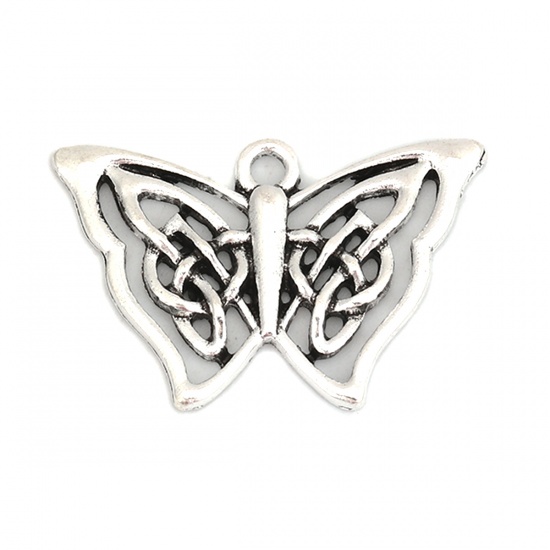 Picture of Zinc Based Alloy Celtic Knot Pendants Butterfly Animal Antique Silver Hollow 33mm(1 2/8") x 21mm( 7/8"), 20 PCs