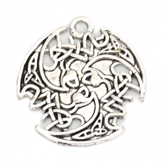 Picture of Zinc Based Alloy Celtic Knot Charms Irregular Antique Silver Hollow 28mm(1 1/8") x 26mm(1"), 20 PCs
