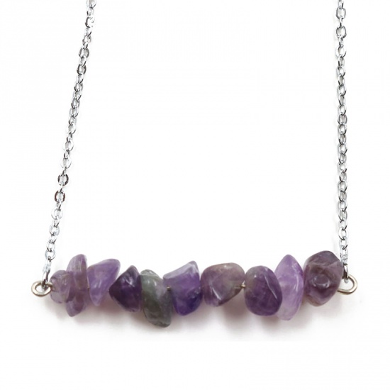 Picture of Crystal ( Natural ) Necklace Purple 45cm(17 6/8") long, 1 Piece