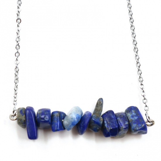 Picture of December Birthstone - Lapis Lazuli ( Natural ) Necklace Deep Blue 45cm(17 6/8") long, 1 Piece
