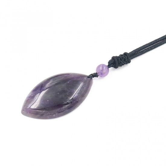 Picture of Crystal ( Natural ) Necklace Purple Leaf 66cm(26") long, 1 Piece