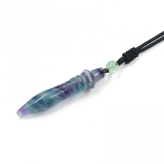 Picture of Fluorite ( Natural ) Necklace Multicolor Scepter 66cm(26") long, 1 Piece