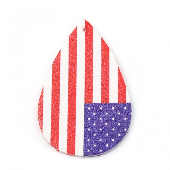 Picture of PU Leather Sport Pendants Drop Multicolor National Flag 5.7cm x 3.7cm, 5 PCs