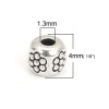 Picture of Zinc Based Alloy Spacer Beads Round Antique Silver Flower About 4mm Dia., Hole: Approx 1.3mm, 200 PCs