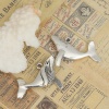 Picture of Zinc Based Alloy Ocean Jewelry Pendants Whale Animal Antique Silver 36mm x 30mm, 5 PCs