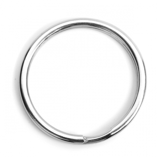 Bild von 304 Edelstahl Schlüsselkette & Schlüsselring Rund Silberfarbe 25mm D., 10 Stück