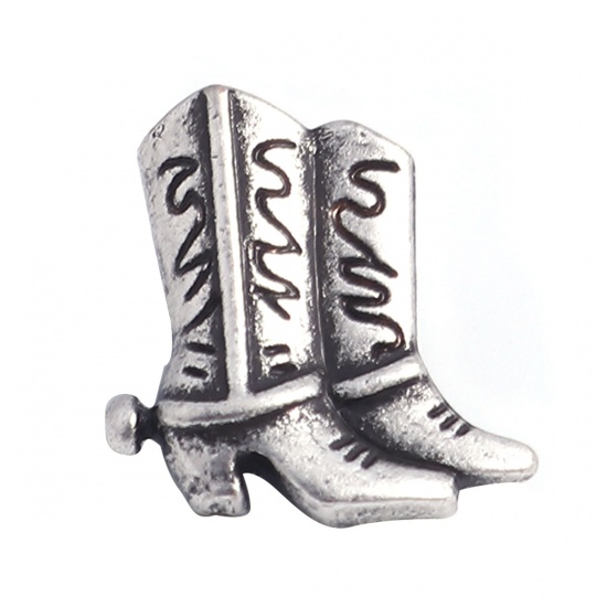 Picture of Zinc Based Alloy Sewing Shank Buttons Single Hole Shoes Antique Silver Filled 16mm x 15mm, 10 PCs
