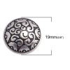 Bild von Zinklegierung Ösenknöpfe Einzeln Loch Rund Antik Silber Gefüllt Geschnitzte Muster Geschnitzt 19mm D., 5 Stück