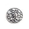 Immagine di Lega di Zinco Gambo Bottone Single hole Tondo Argento Antico Riempito Filigrana Disegno 19mm Dia, 10 Pz