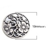 Immagine di Lega di Zinco Gambo Bottone Single hole Tondo Argento Antico Riempito Filigrana Disegno 19mm Dia, 10 Pz