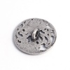 Immagine di Lega di Zinco Gambo Bottone Single hole Tondo Argento Antico Riempito Filigrana Disegno 19mm Dia, 10 Pz