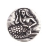 Picture of Zinc Based Alloy Sewing Shank Buttons Single Hole Round Antique Silver Filled Mermaid Carved 19mm Dia., 5 PCs