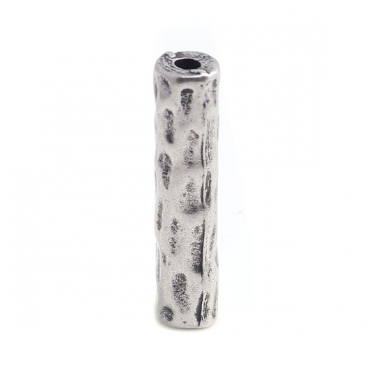 Picture of Zinc Based Alloy Spacer Beads Cylinder Antique Silver Filled 38mm x 8mm, Hole: Approx 3mm, 3 PCs