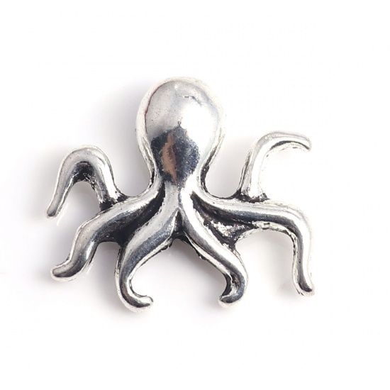 Picture of Zinc Based Alloy Ocean Jewelry Beads Octopus Antique Silver 16mm x 14mm, Hole: Approx 1.2mm, 30 PCs