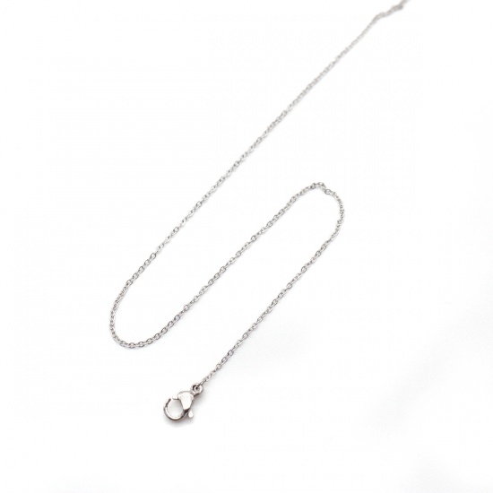 Immagine di 316 Acciaio inossidabile Cavo Catena Collana Ovale Tono Argento 45cm Lunghezza, Dimensione della Catena 0.9mm, 10 Pz