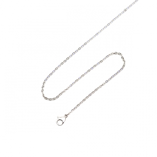 Bild von 316 Edelstahl Gliederkette Kette Halskette Oval Silberfarbe 45cm lang, Kettengröße: 1.3mm, 10 Strange