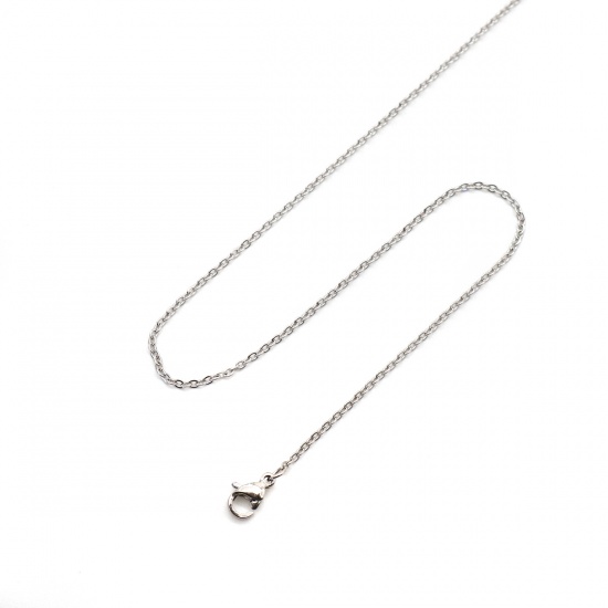 Bild von 316 Edelstahl Gliederkette Kette Halskette Oval Silberfarbe 50cm lang, Kettengröße: 1.3mm, 10 Strange