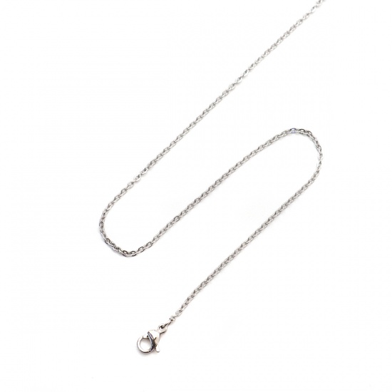 Bild von 316 Edelstahl Gliederkette Kette Halskette Oval Silberfarbe 70cm lang, Kettengröße: 1.5mm, 10 Strange