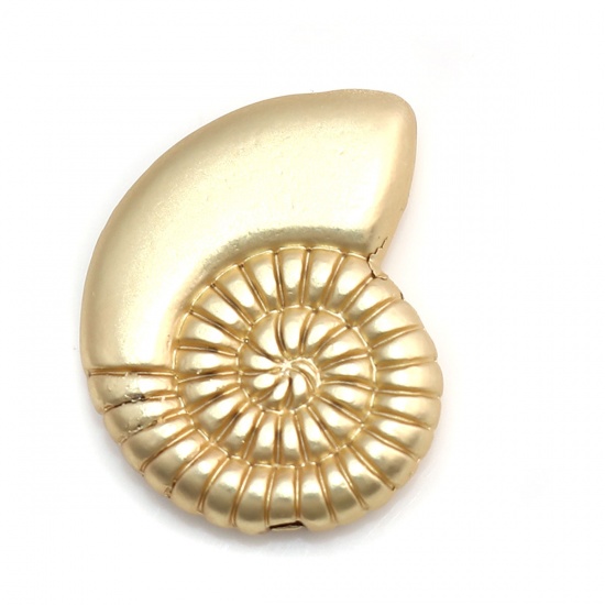 Picture of Zinc Based Alloy Ocean Jewelry Spacer Beads Conch/ Sea Snail Matt Real Gold Plated 24mm x 20mm, Hole: Approx 1.5mm, 5 PCs