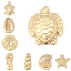 Picture of Zinc Based Alloy Ocean Jewelry Beads Star Fish Matt Real Gold Plated 14mm x 14mm, Hole: Approx 1.4mm, 10 PCs