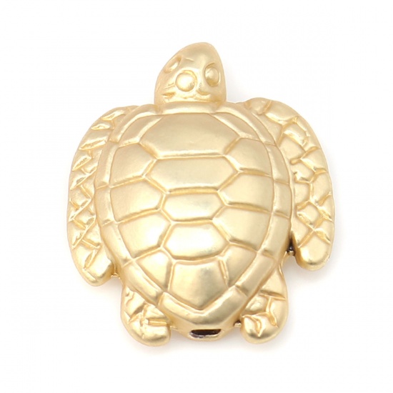 Picture of Zinc Based Alloy Ocean Jewelry Beads Sea Turtle Animal Matt Real Gold Plated 17mm x 14mm, Hole: Approx 1.5mm, 10 PCs