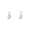 Picture of Sterling Silver Music Ear Post Stud Earrings Silver Musical Note Clear Rhinestone 8mm x 4mm, Post/ Wire Size: (21 gauge), 1 Pair