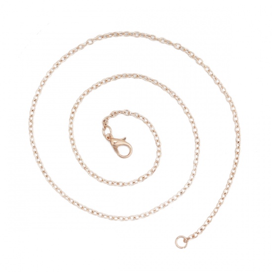 Изображение Ожерелья из Цепочек Розово-золотой, Позолоченные цепочки 45.6см длина, 1 Комплект （ 12 ШТ/Пачка)