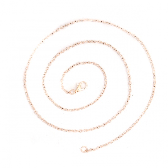 Изображение Ожерелья из Цепочек Розово-золотой, Позолоченные цепочки 62см длина, 1 Комплект （ 12 ШТ/Пачка)