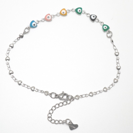 Picture of 304 Stainless Steel Anklet Silver Tone At Random Triangle Eye 23cm(9") long, 1 Piece