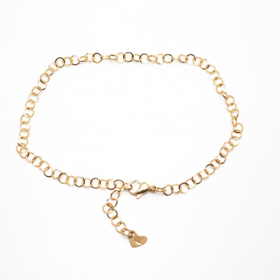Picture of 304 Stainless Steel Anklet Gold Plated Round 26.5cm(10 3/8") long, 1 Piece
