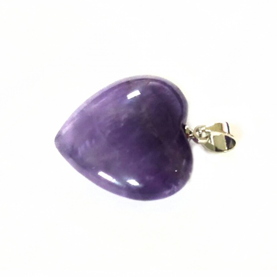 Picture of February Birthstone - Amethyst ( Natural ) Charms Heart Purple 23mm x 20mm, 2 PCs