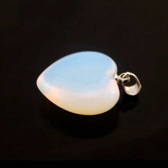 Picture of Opal ( Synthetic ) Charms Heart Ivory 23mm x 20mm, 2 PCs