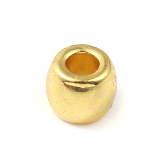 Immagine di Lega di Zinco Perline Barile Oro Placcato Circa 6mm x 5mm, Foro:Circa 2.8mm, 200 Pz