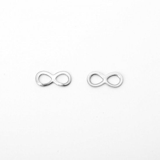 Picture of 304 Stainless Steel Connectors Infinity Symbol Silver Tone 10mm x 4mm, 10 PCs