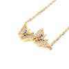 Bild von Edelstahl & Kupfer Micro Pave Halskette Vergoldet Schmetterling Bunt Zirkon 48cm lang, 1 Strang