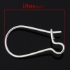 Picture of Alloy Kidney Ear Wire Hooks Earring Findings Silver Plated 18mm( 6/8") x 10mm( 3/8"), Post/ Wire Size: (21 gauge), 400 PCs