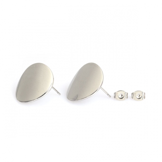 Bild von 304 Edelstahl Ohrring Ohrstecker Rund Silberfarbe M/Öse 20mm x 20mm, Drahtstärke: (20 gauge), 10 Stück