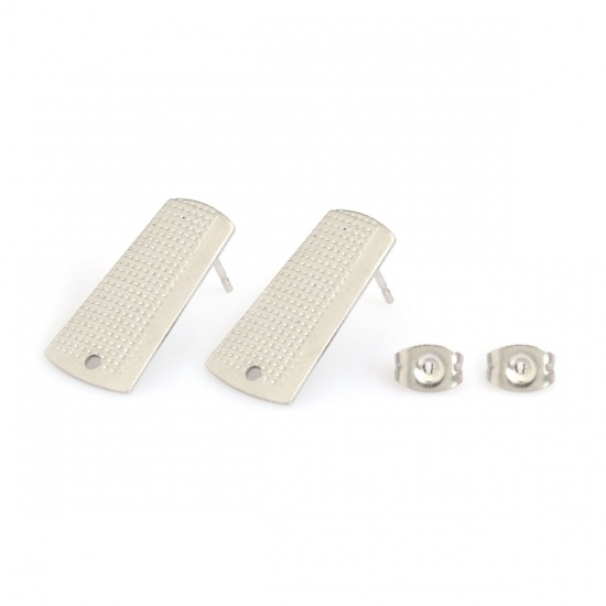 Bild von 304 Edelstahl Ohrring Ohrstecker Trapez Silberfarbe M/Öse 21mm x 10mm, Drahtstärke: (20 gauge), 10 Stück