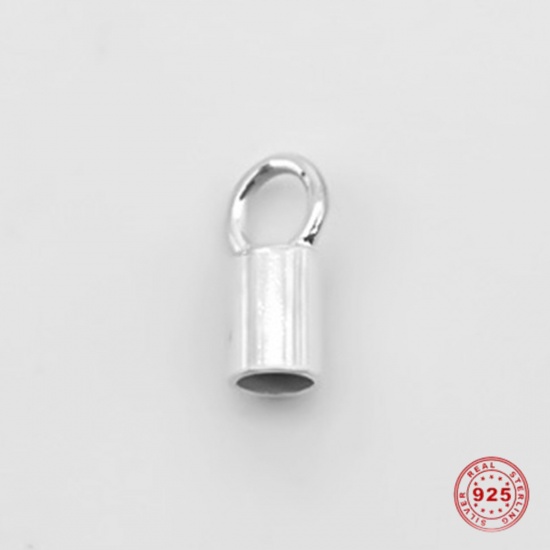 Picture of Sterling Silver Cord End Caps Cylinder Silver (Fits 2mm Cord) 6.5mm x 2.5mm, 1 Gram (Approx 10-11 PCs)